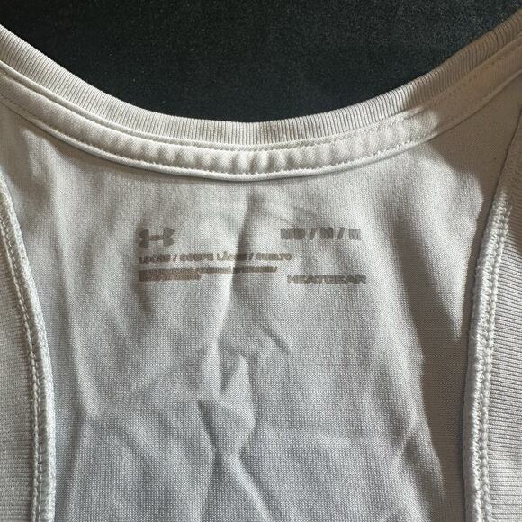 Under Armour Heat Gear / White Sleeveless Racerback Athletic Tank Top / Size M - Picture 3 of 6